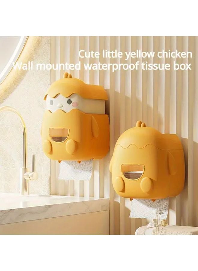 صندوق تخزين الحمام البرتقالي الحيوي المثبت على الحائط، منظم مقاوم للماء بدون حفر - Image 1